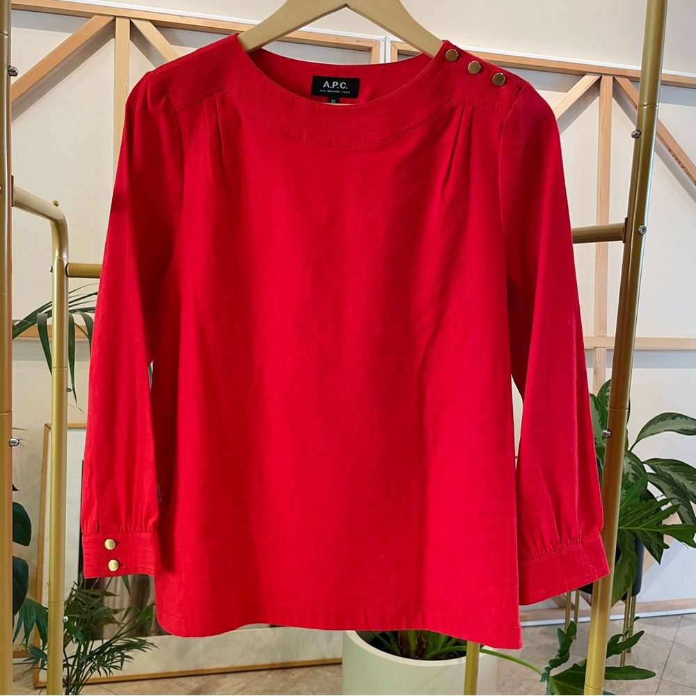 A.P.C. Vibrant Red Long Sleeve Top Medium